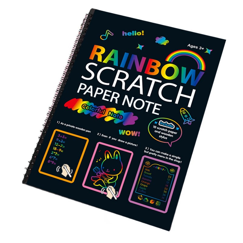 🦄 Magical Rainbow Scratch Paper Notebook – Unicorn & Neon Art Fun 🎨